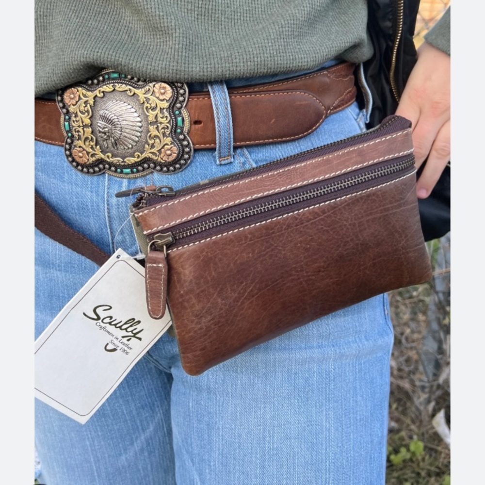 NEW Scully Brown Green Camo Waist Belt Bag Fanny Pack​